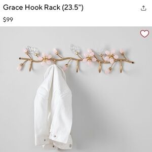 Pottery Barn Kids Pink and Gold Wall Hook Rack